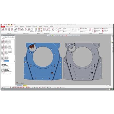 Rys. 4.3. Siatka trójkątów oraz wykonany na jej podstawie model CAD