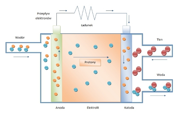 Schemat budowy ogniwa paliwowego