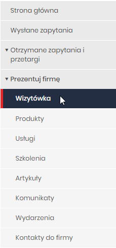 Przejście do edycji wizytówki