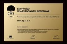 Certyfikat Wiarygodności Biznesowej 2011